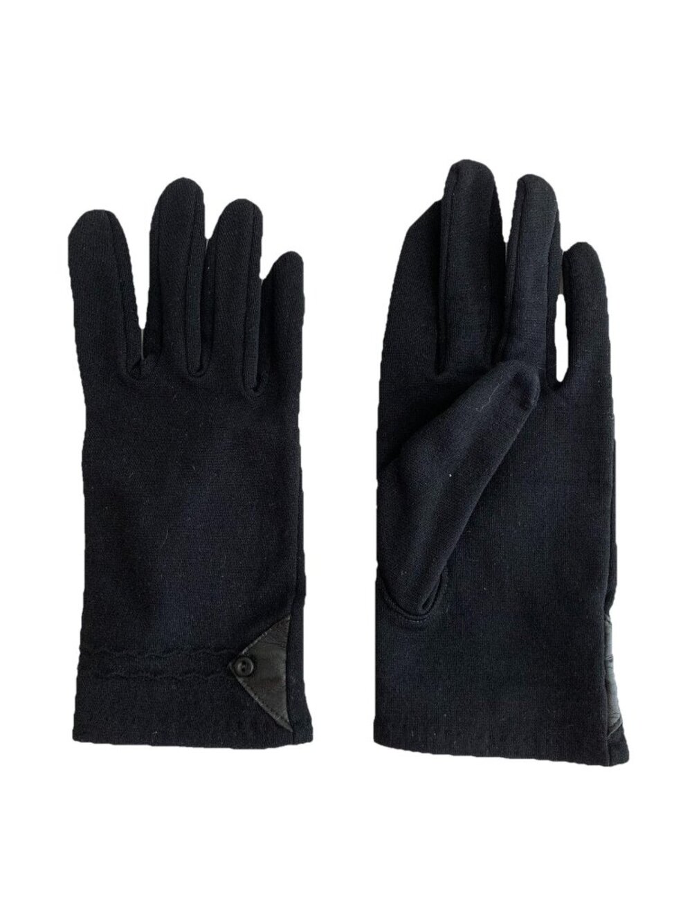 Vintage 8” Womens Short Black Nylon Gloves Small